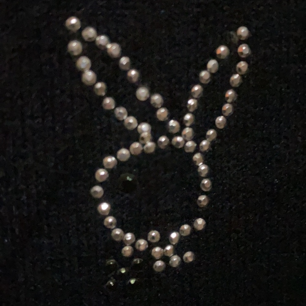 VTG 2000’s Playboy Women’s Black T Shirt Embelished W/Rhinestones Playboy Logo - Picture 6 of 14